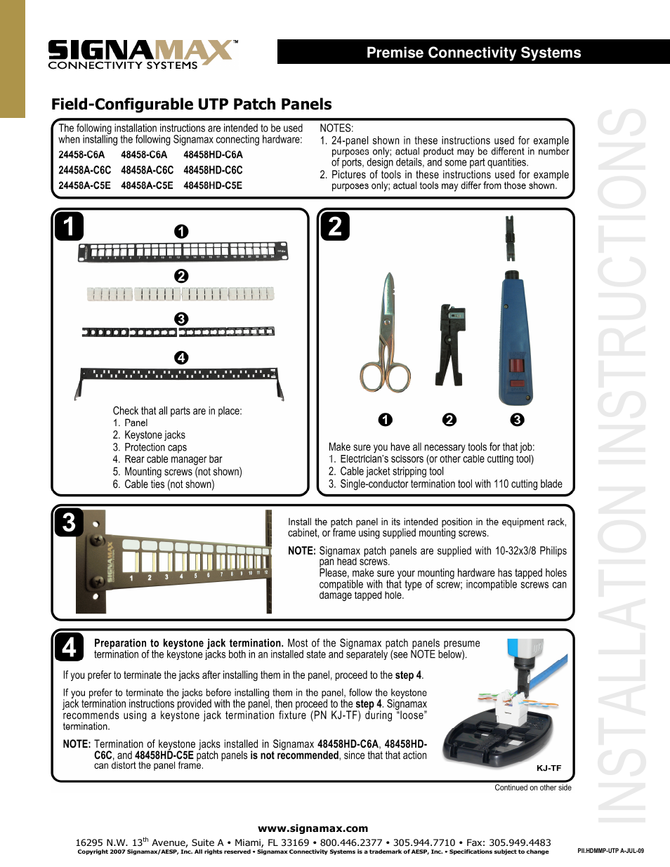 Signamax Category 6A Screened Patch Panels User Manual | 2 pages