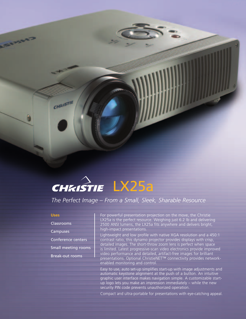 Christie Digital Systems Christie LX25a User Manual | 2 pages