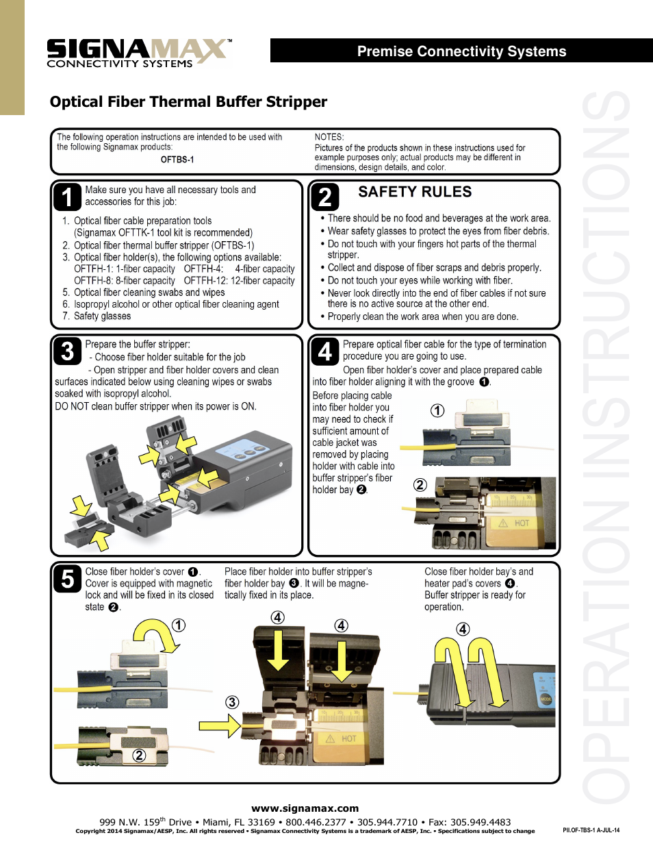 Signamax Optical Fiber Thermal Buffer Stripper User Manual | 2 pages