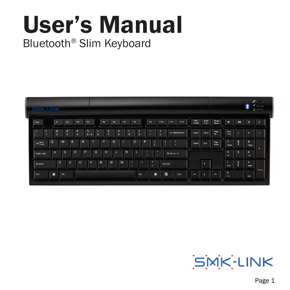 SMK-Link Electronics VersaPoint Bluetooth Slim Keyboard User Manual | 23 pages