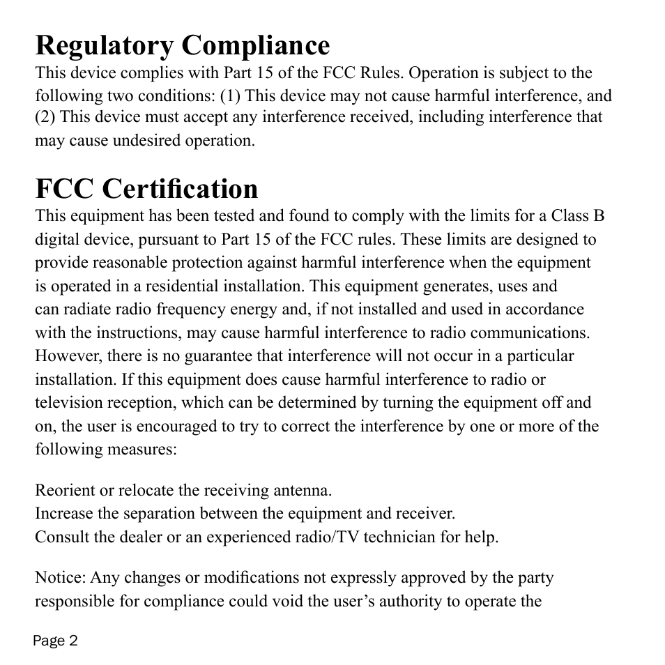 Regulatory compliance, Fcc certification | SMK-Link Electronics VersaPoint Bluetooth Slim Keyboard User Manual | Page 2 / 23