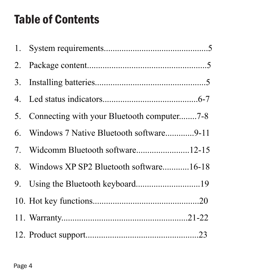 SMK-Link Electronics VersaPoint Bluetooth Slim Keyboard User Manual | Page 4 / 23