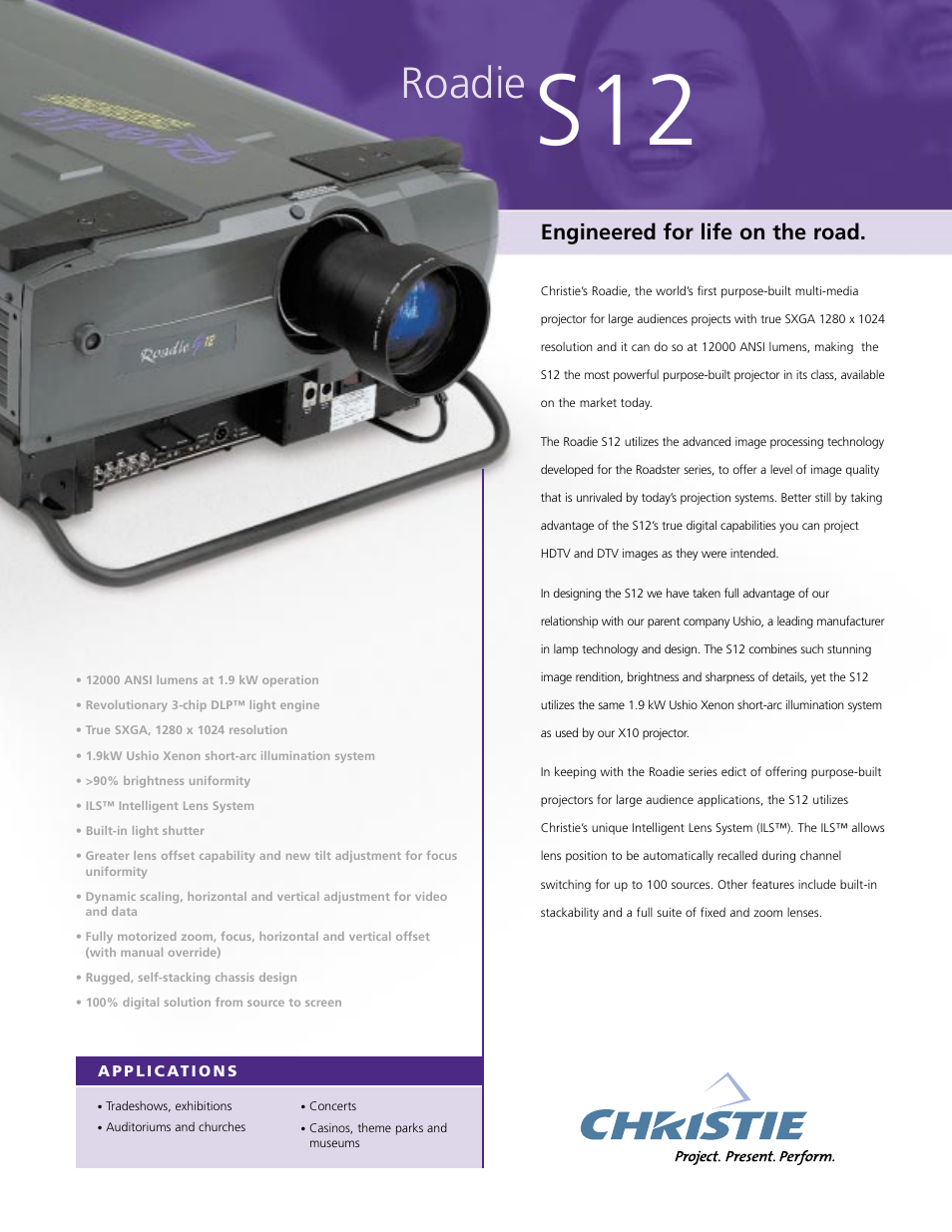 Christie Digital Systems ROADIE S12 User Manual | 2 pages