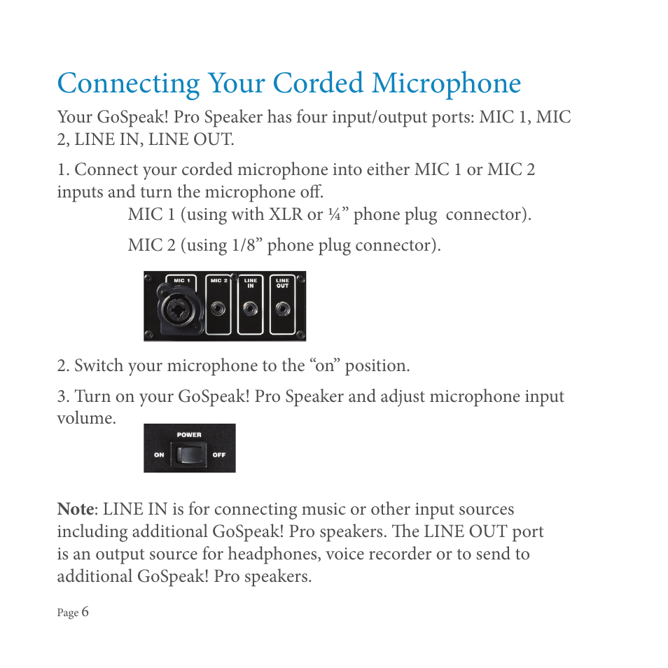 Connecting your corded microphone | SMK-Link Electronics GoSpeak! Pro User Manual | Page 8 / 20