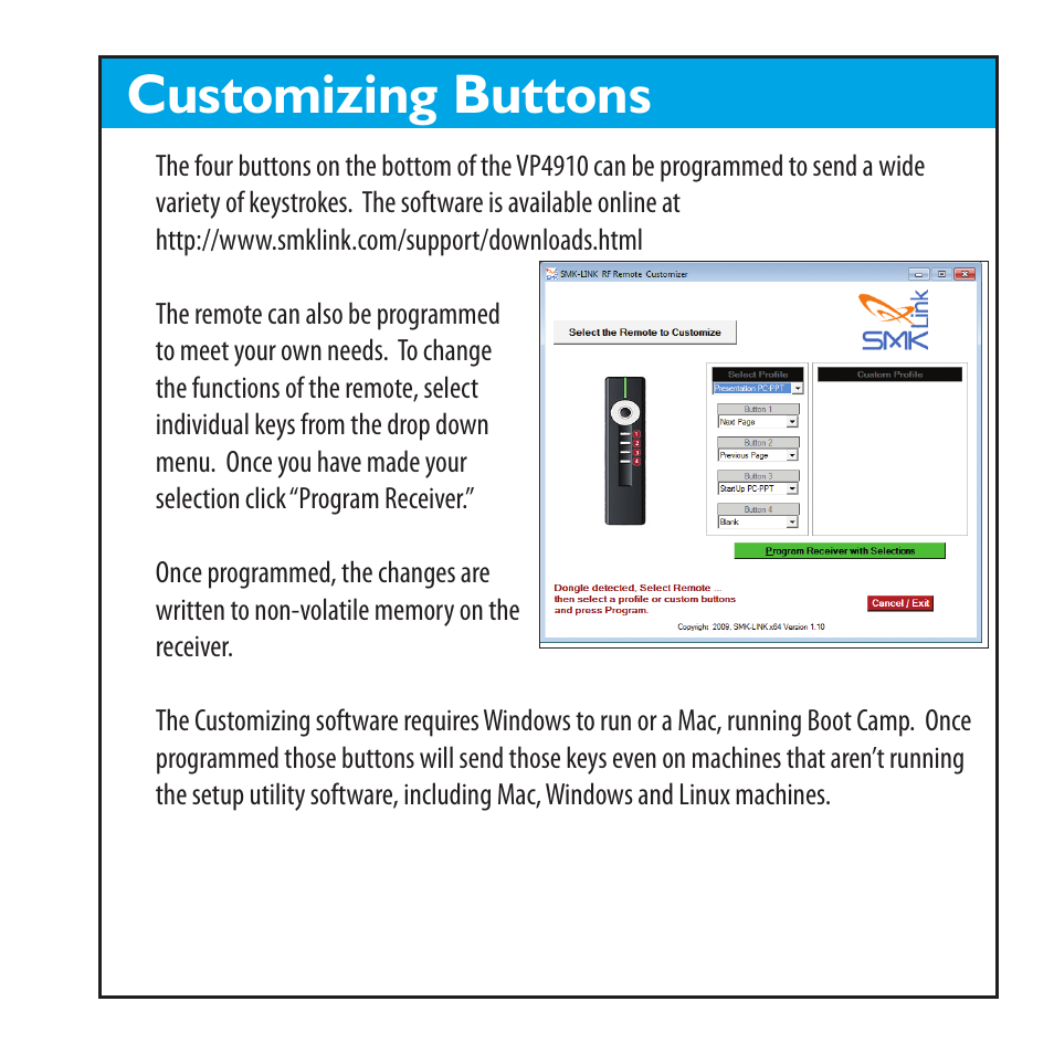 Customizing buttons | SMK-Link Electronics RemotePoint Jade Presenter User Manual | Page 5 / 8