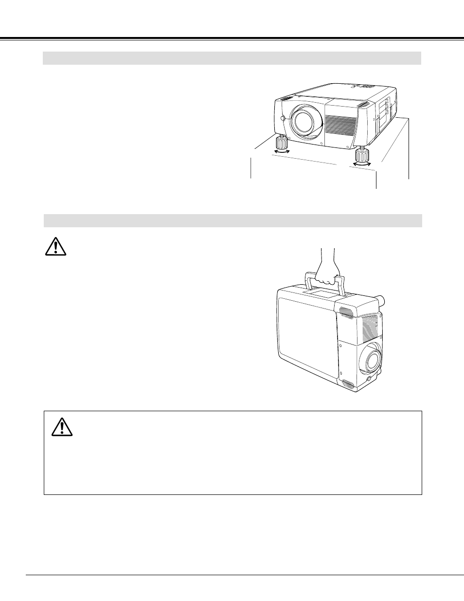 Preparation, Picture level and tilt adjustment moving projector | Christie Digital Systems 38-RS1001-02 User Manual | Page 10 / 52