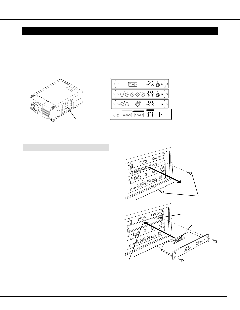 11 connecting projector, Terminals of projector, Replacement of terminal | 3 terminal slots (factory set) | Christie Digital Systems 38-RS1001-02 User Manual | Page 11 / 52