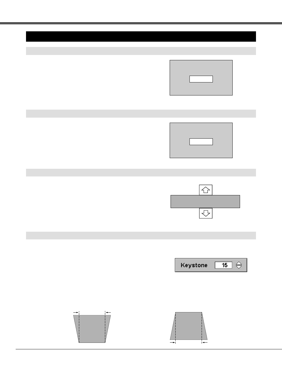 Adjusting screen, Keystone adjustment, Zoom adjustment focus adjustment | Basic operation, Lens shift lens shift adjustment | Christie Digital Systems 38-RS1001-02 User Manual | Page 22 / 52