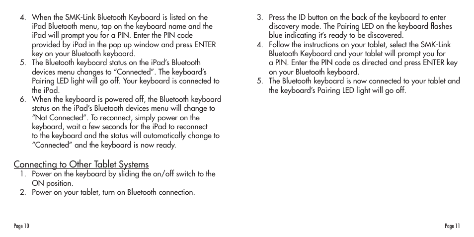 SMK-Link Electronics Bluetooth Compact Keyboard User Manual | Page 6 / 14