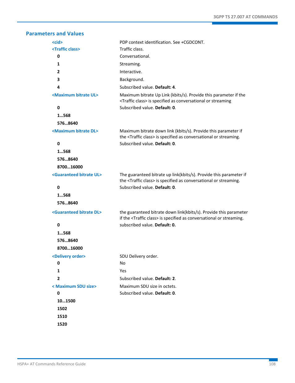 Parameters and values | Synaccess Networks NP-0801DTM User Manual | Page 108 / 330
