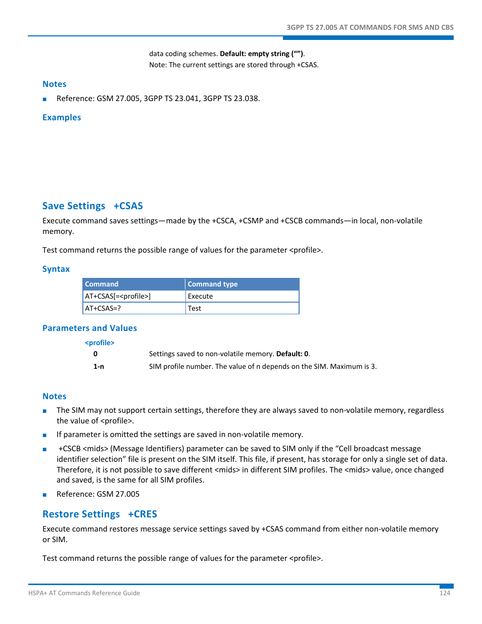 Notes, Examples, Save settings +csas | Syntax, Parameters and values, Restore settings +cres | Synaccess Networks NP-0801DTM User Manual | Page 124 / 330