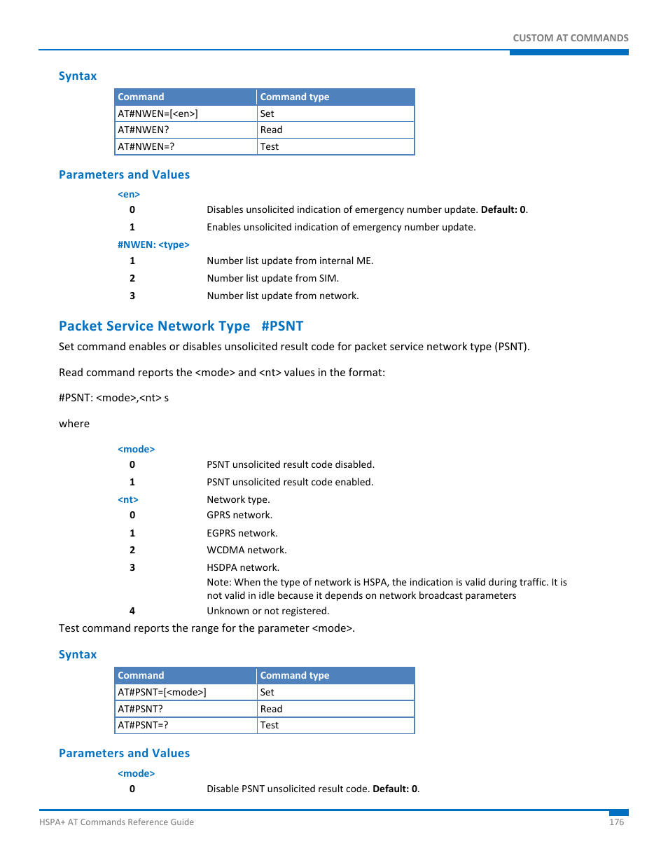 Syntax, Parameters and values, Packet service network type #psnt | Synaccess Networks NP-0801DTM User Manual | Page 176 / 330