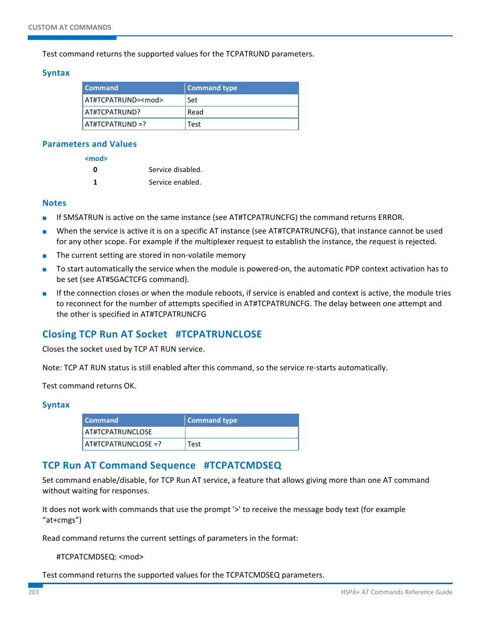 Syntax, Parameters and values, Notes | Closing tcp run at socket #tcpatrunclose, Tcp run at command sequence #tcpatcmdseq | Synaccess Networks NP-0801DTM User Manual | Page 203 / 330