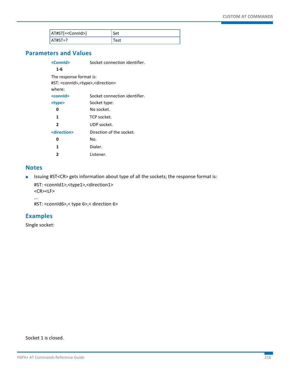 Parameters and values, Notes, Examples | Synaccess Networks NP-0801DTM User Manual | Page 216 / 330