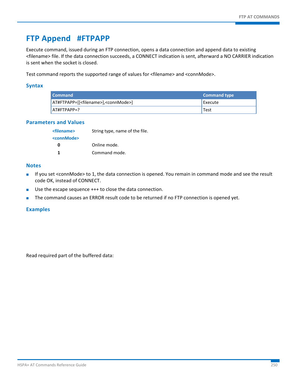 Ftp append #ftpapp, Syntax, Parameters and values | Notes, Examples | Synaccess Networks NP-0801DTM User Manual | Page 250 / 330