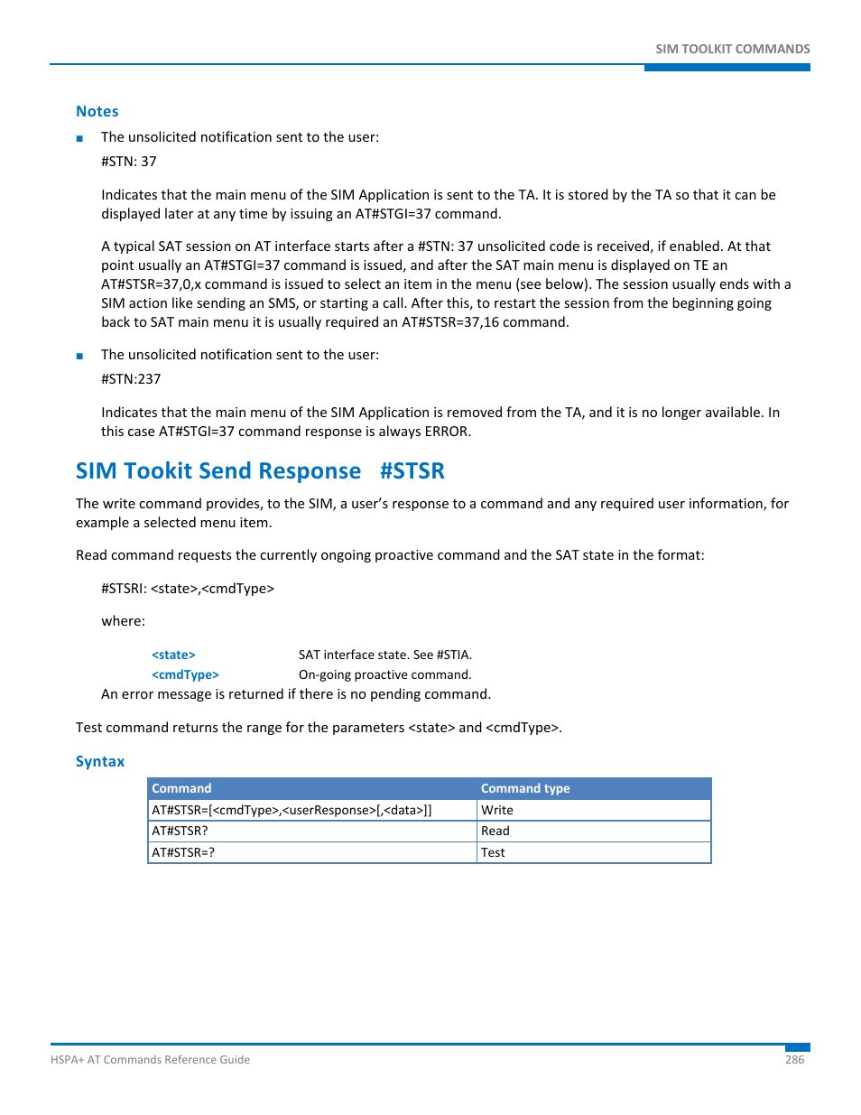 Notes, Sim tookit send response #stsr, Syntax | Synaccess Networks NP-0801DTM User Manual | Page 286 / 330