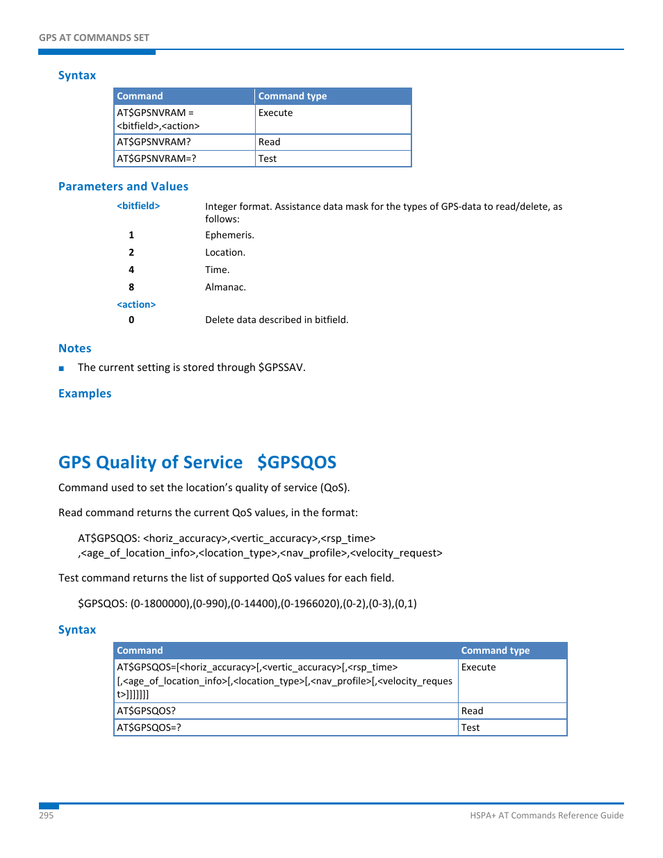 Syntax, Parameters and values, Notes | Examples, Gps quality of service $gpsqos | Synaccess Networks NP-0801DTM User Manual | Page 295 / 330