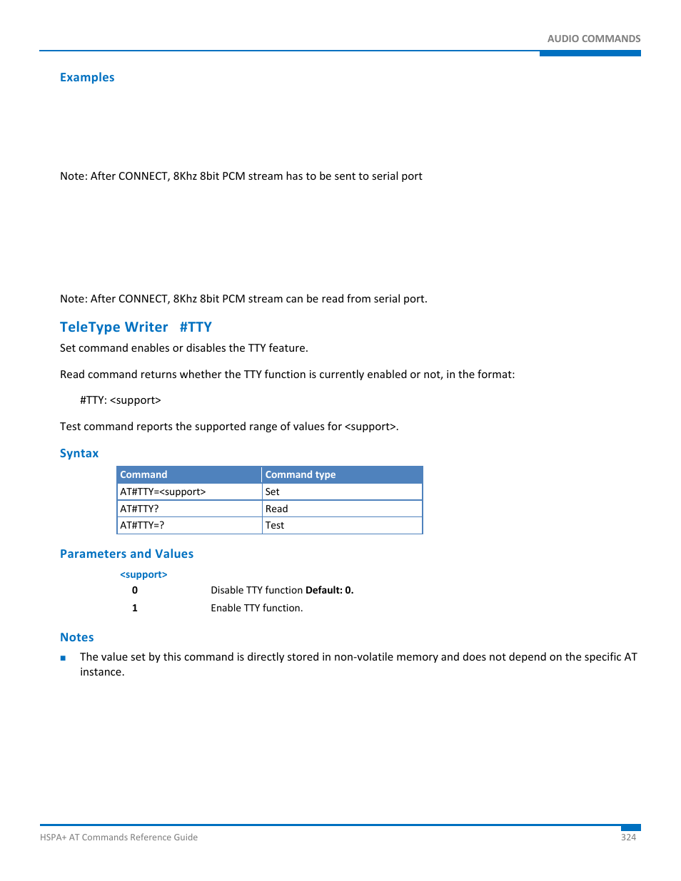 Examples, Teletype writer #tty, Syntax | Parameters and values, Notes | Synaccess Networks NP-0801DTM User Manual | Page 324 / 330