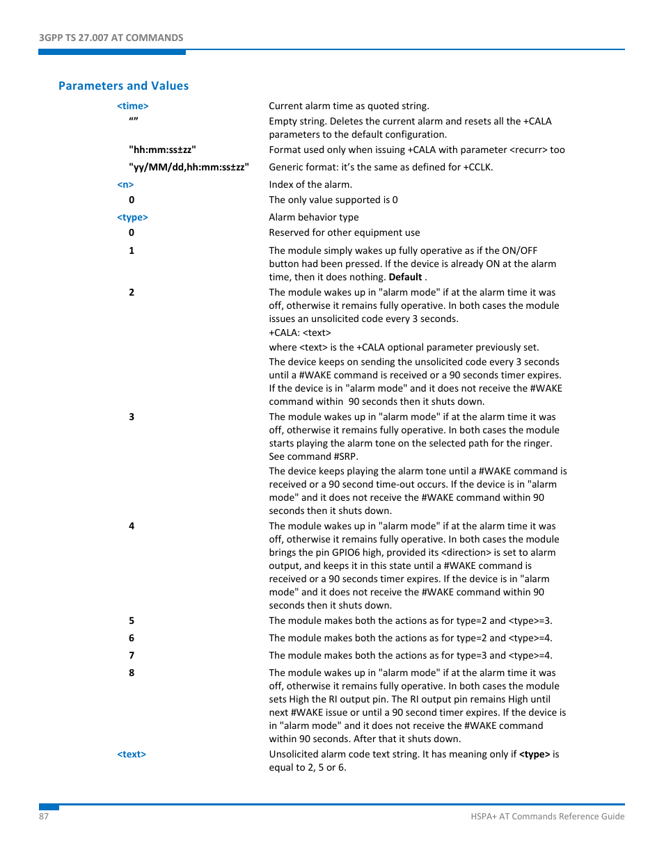 Parameters and values | Synaccess Networks NP-0801DTM User Manual | Page 87 / 330