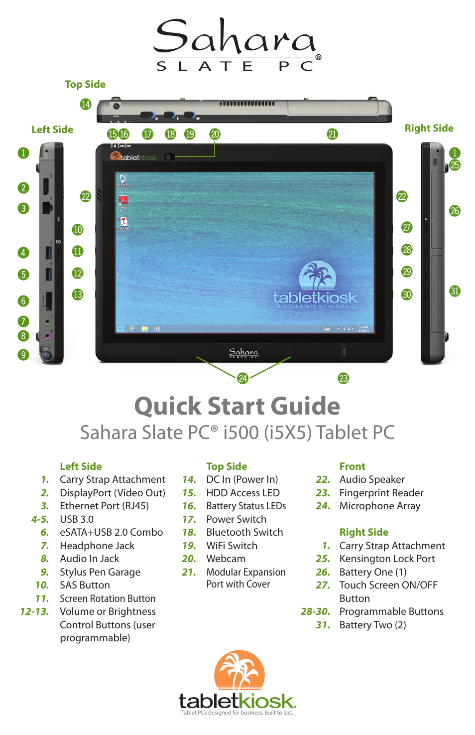 TabletKiosk Sahara Slate PC i575/i535 User Manual | 12 pages