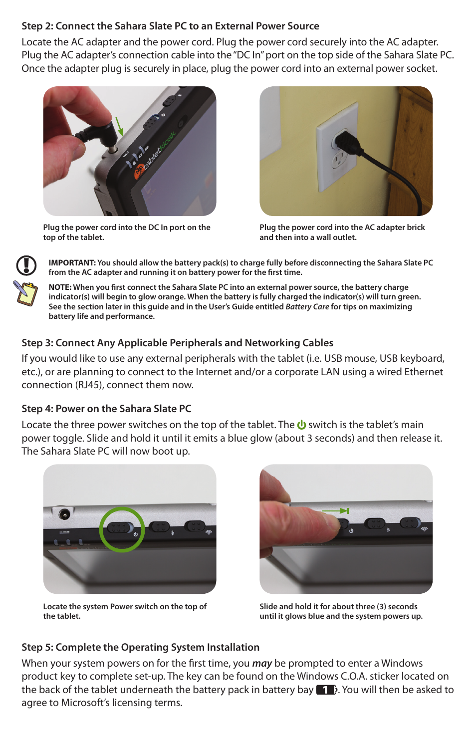 TabletKiosk Sahara Slate PC i575/i535 User Manual | Page 3 / 12