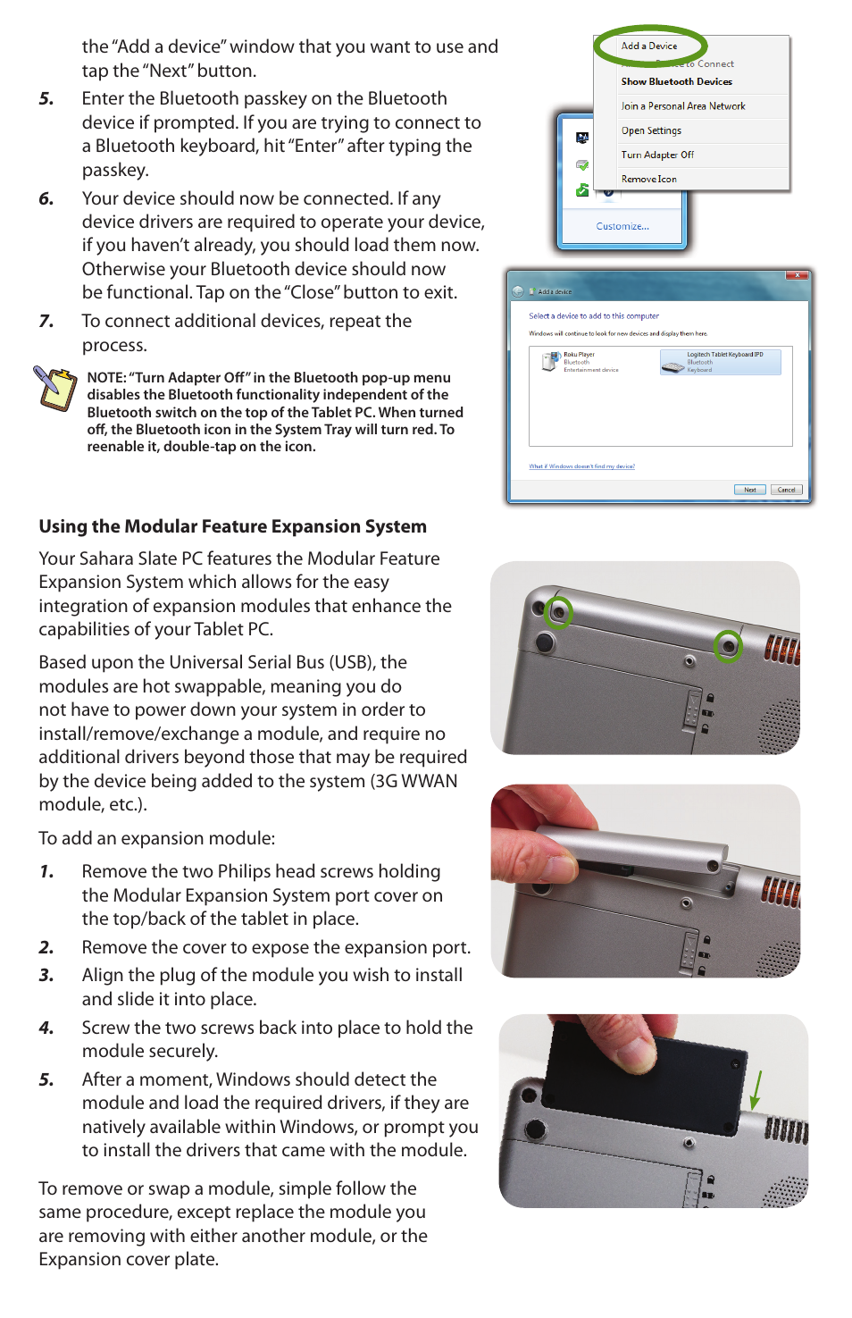 TabletKiosk Sahara Slate PC i575/i535 User Manual | Page 7 / 12