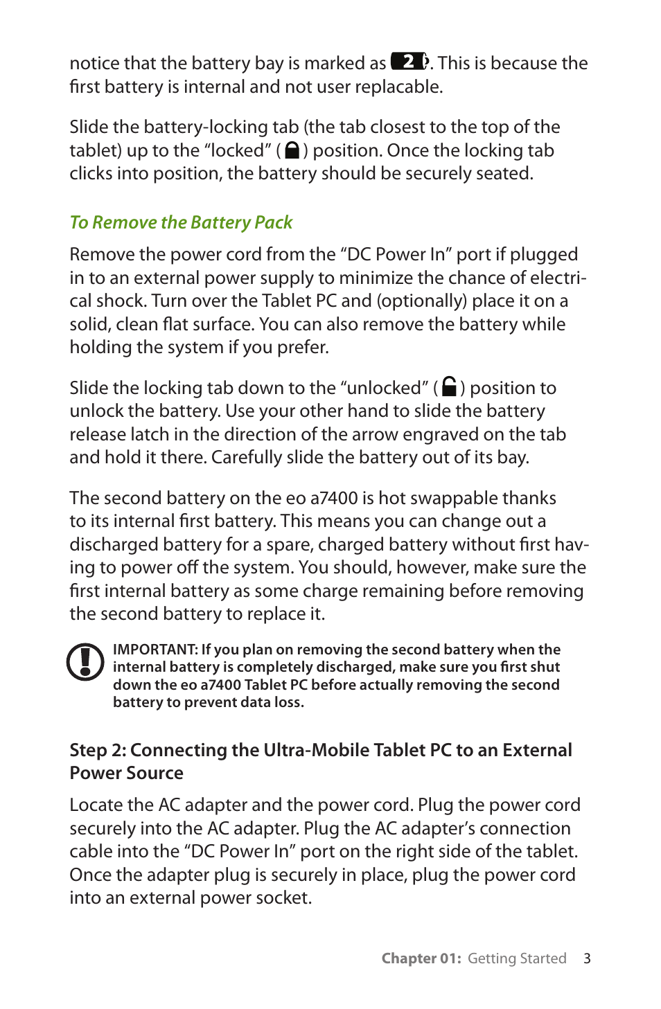 To remove the battery pack | TabletKiosk eo a7400 User Manual | Page 21 / 128