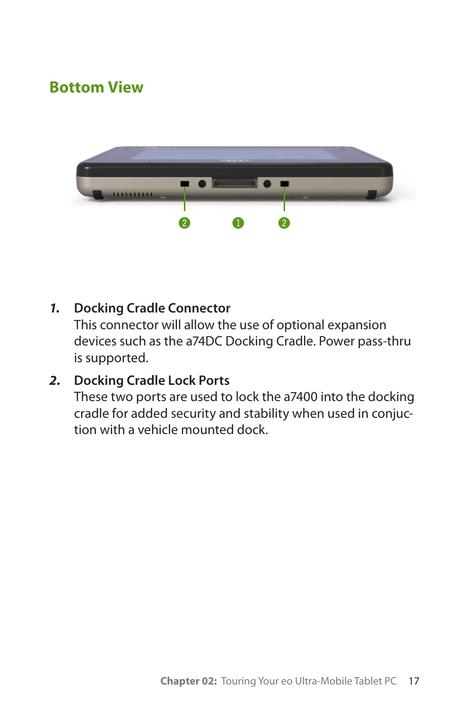 Bottom view | TabletKiosk eo a7400 User Manual | Page 35 / 128