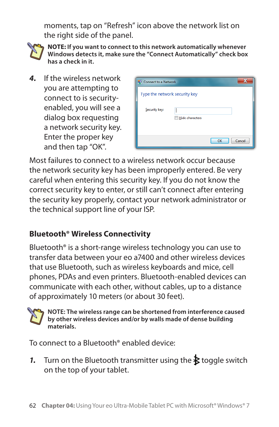Bluetooth® wireless connectivity | TabletKiosk eo a7400 User Manual | Page 80 / 128