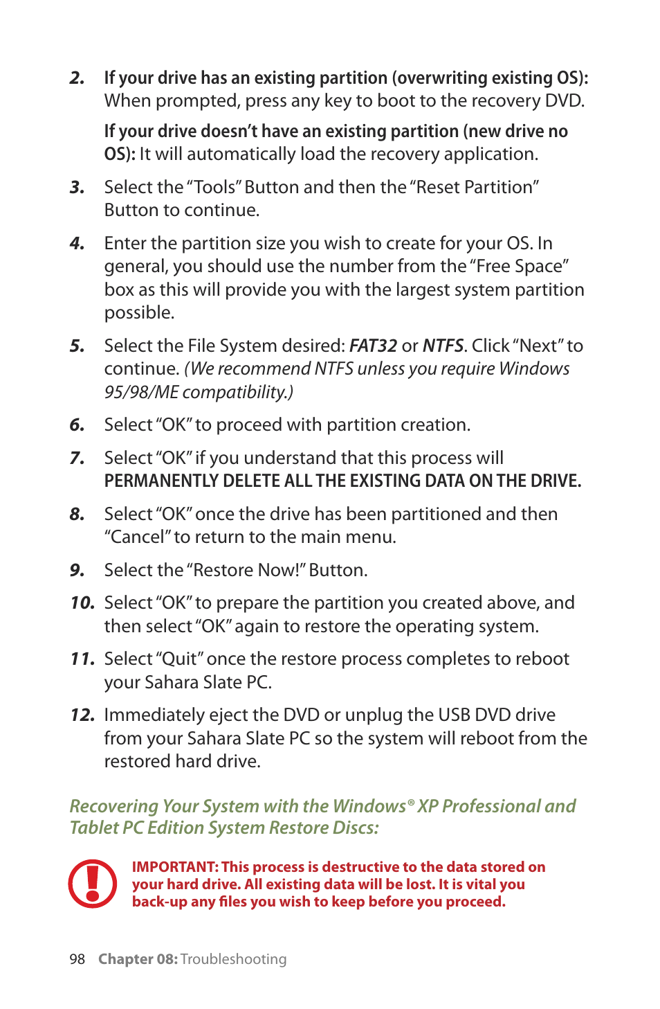 TabletKiosk Sahara Slate PC i400 Series User Manual | Page 113 / 124