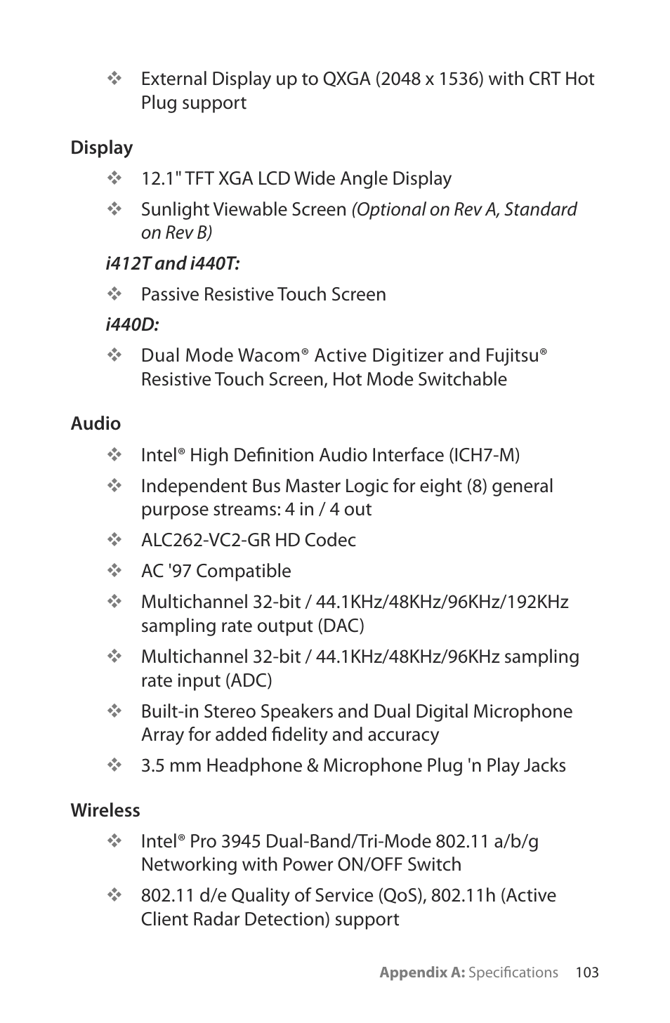 TabletKiosk Sahara Slate PC i400 Series User Manual | Page 118 / 124