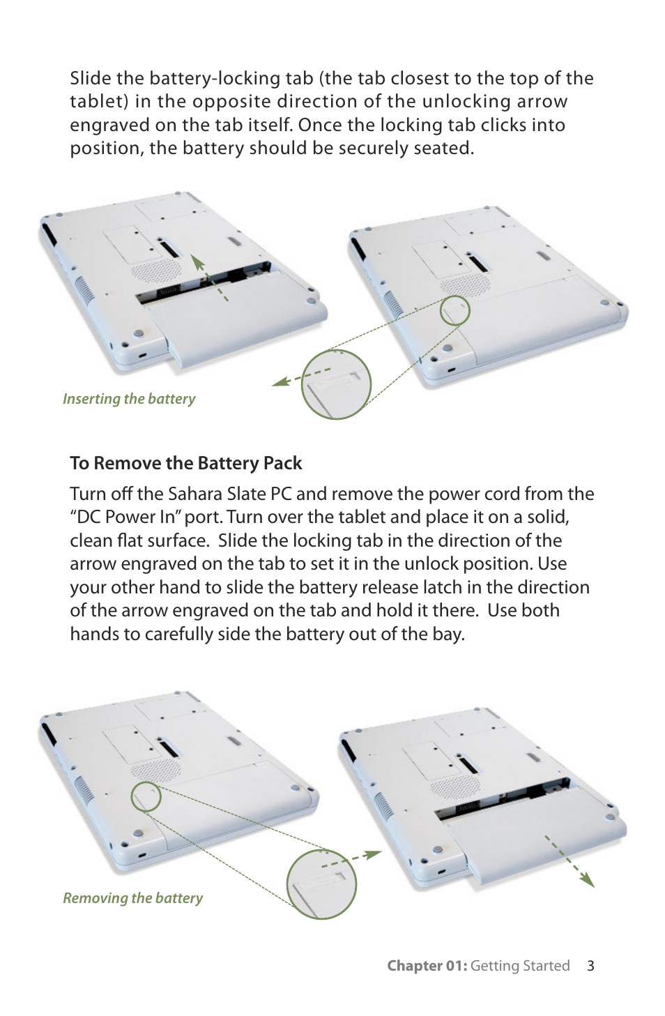 To remove the battery pack | TabletKiosk Sahara Slate PC i400 Series User Manual | Page 18 / 124