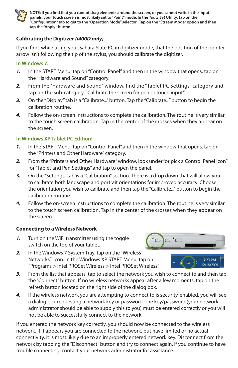 TabletKiosk Sahara Slate PC i400 Series User Manual | Page 5 / 8