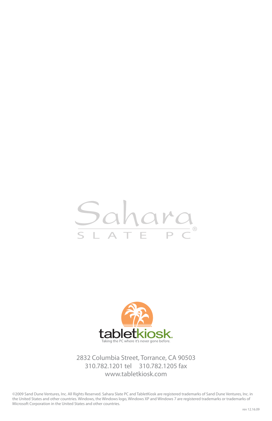 TabletKiosk Sahara Slate PC i400 Series User Manual | Page 8 / 8