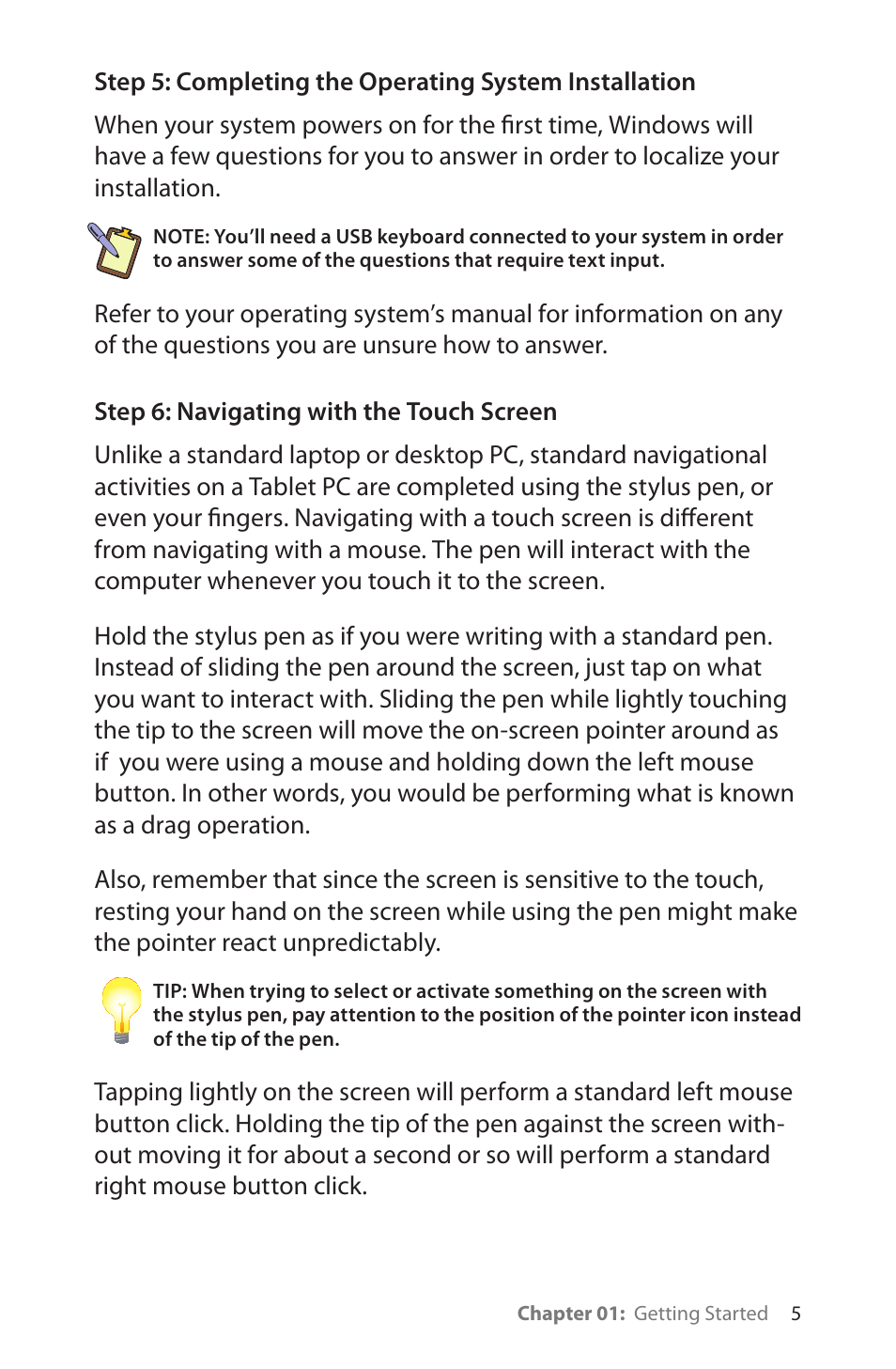 Step 6: navigating with the touch screen | TabletKiosk Sahara NetSlate a230T User Manual | Page 20 / 100