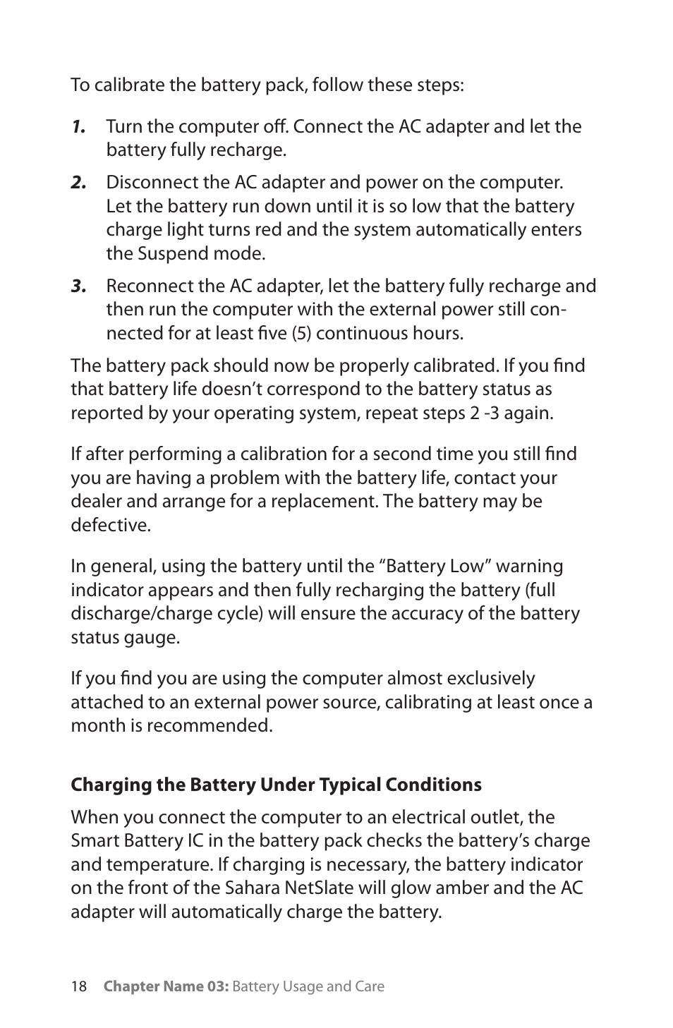 Charging the battery under typical conditions | TabletKiosk Sahara NetSlate a230T User Manual | Page 33 / 100