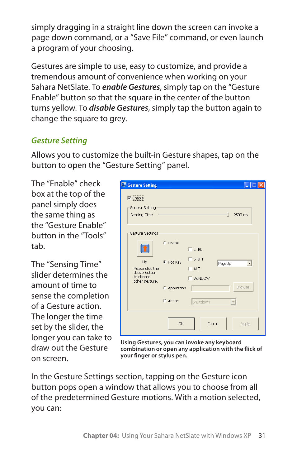 Gesture setting | TabletKiosk Sahara NetSlate a230T User Manual | Page 46 / 100