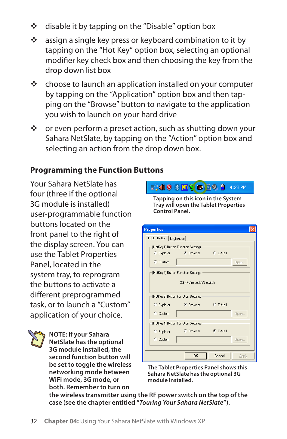 Programming the function buttons | TabletKiosk Sahara NetSlate a230T User Manual | Page 47 / 100