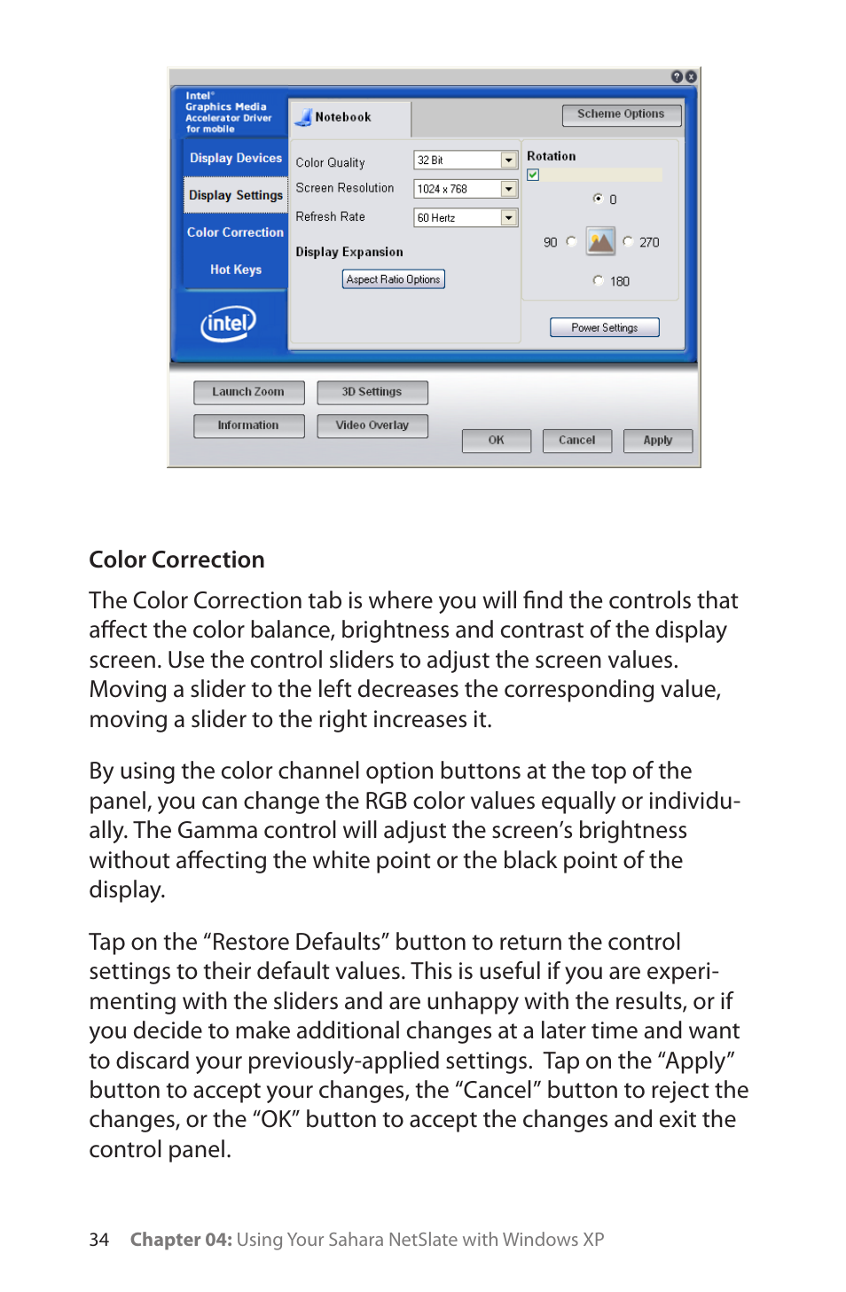 Color correction | TabletKiosk Sahara NetSlate a230T User Manual | Page 49 / 100