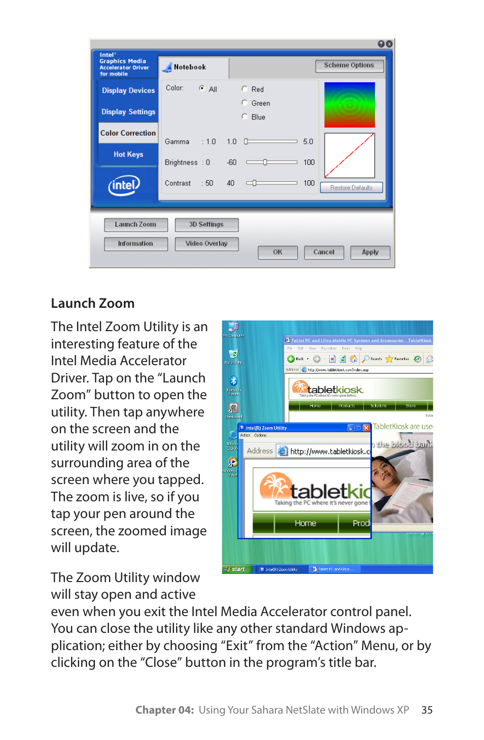 Launch zoom | TabletKiosk Sahara NetSlate a230T User Manual | Page 50 / 100