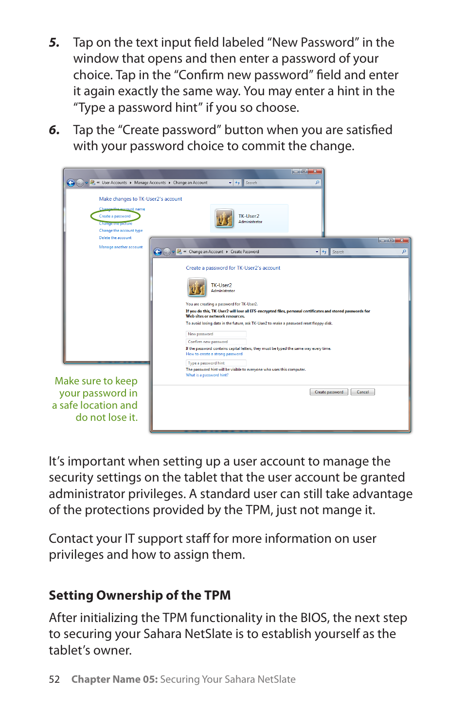 Setting ownership of the tpm | TabletKiosk Sahara NetSlate a230T User Manual | Page 67 / 100