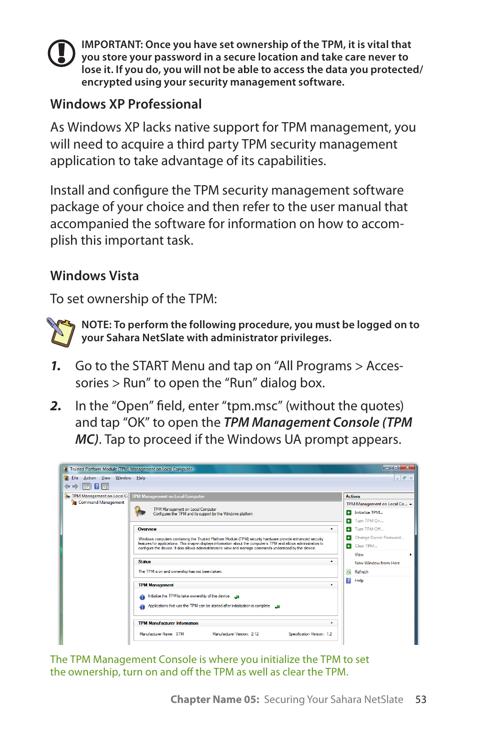 Windows xp professional, Windows vista | TabletKiosk Sahara NetSlate a230T User Manual | Page 68 / 100