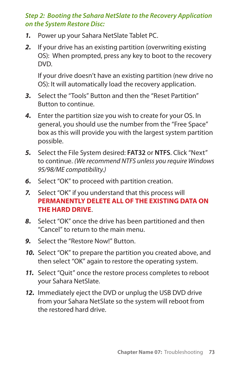TabletKiosk Sahara NetSlate a230T User Manual | Page 88 / 100