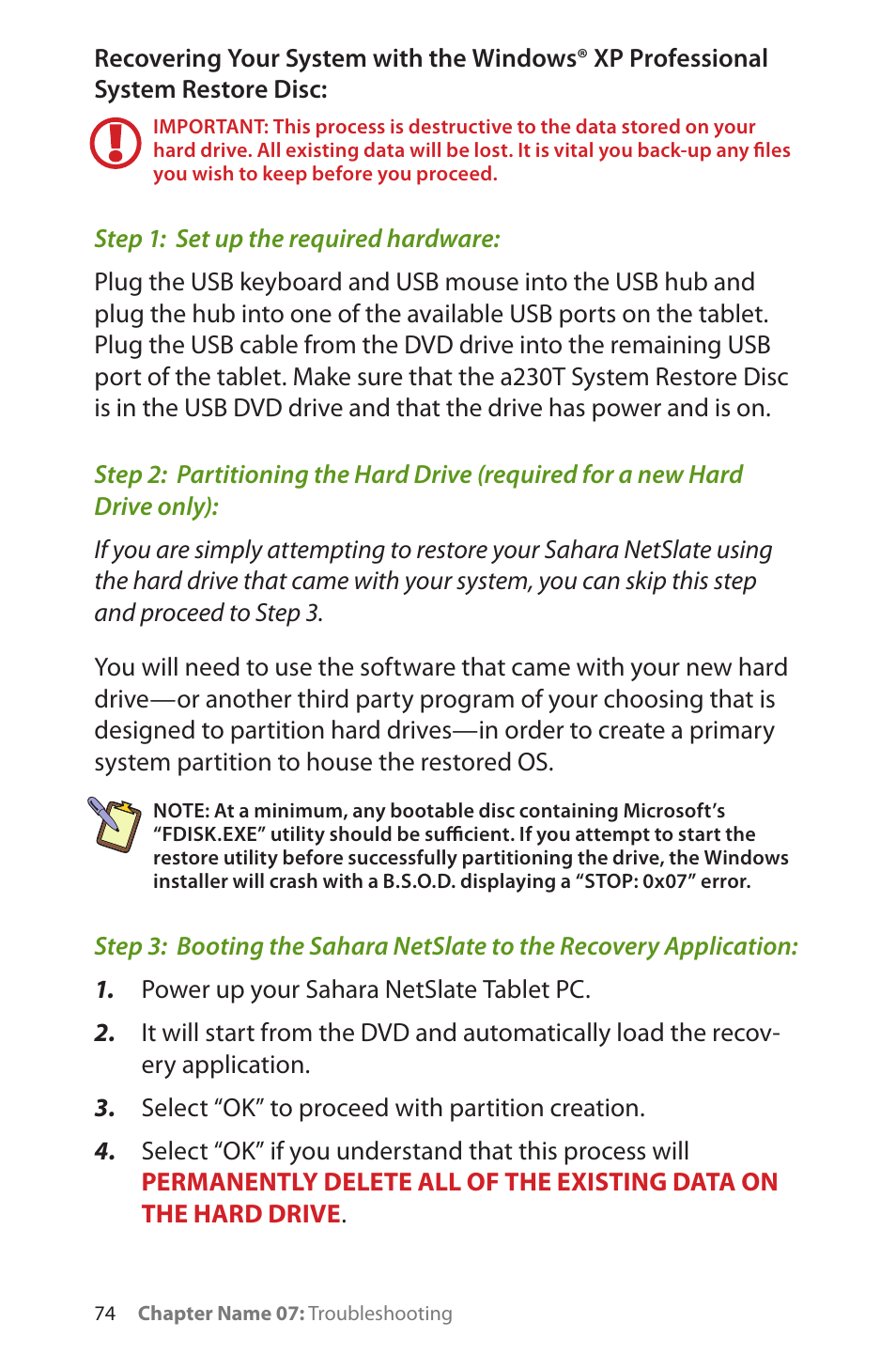 TabletKiosk Sahara NetSlate a230T User Manual | Page 89 / 100