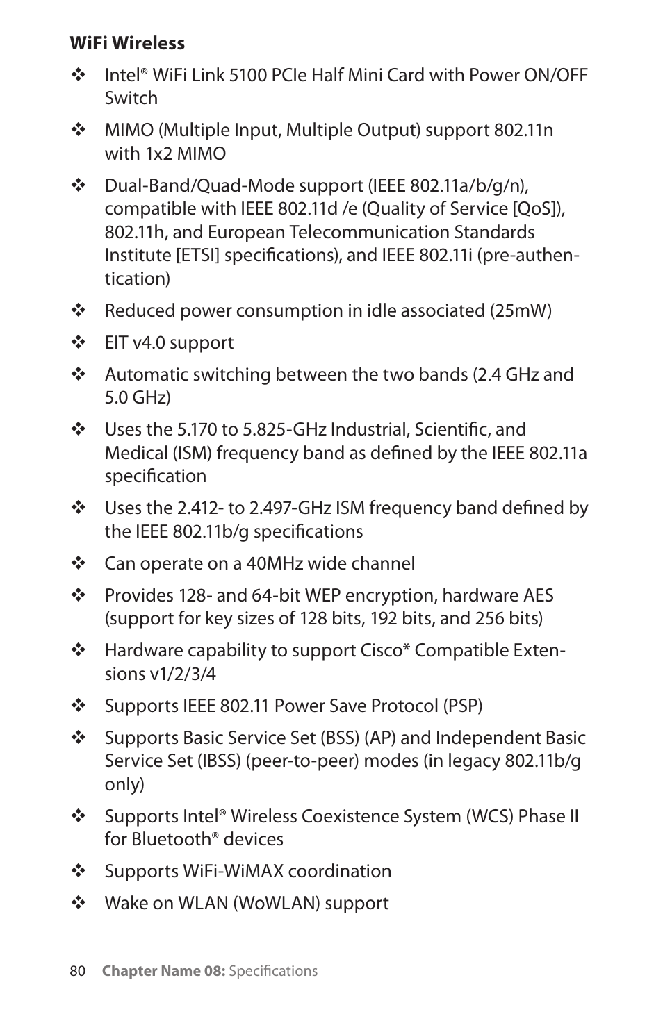 Wifi wireless | TabletKiosk Sahara NetSlate a230T User Manual | Page 95 / 100