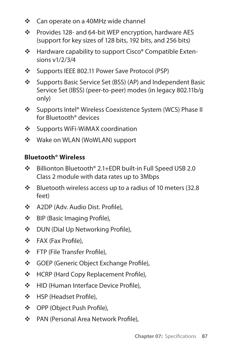 Bluetooth® wireless | TabletKiosk eo TufTab a7230X User Manual | Page 102 / 110