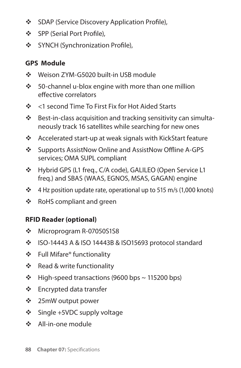 Gps module, Rfid reader (optional), Gps module / rfid reader (optional) | TabletKiosk eo TufTab a7230X User Manual | Page 103 / 110