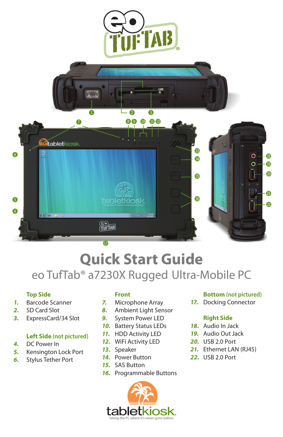 TabletKiosk eo TufTab a7230X User Manual | 8 pages