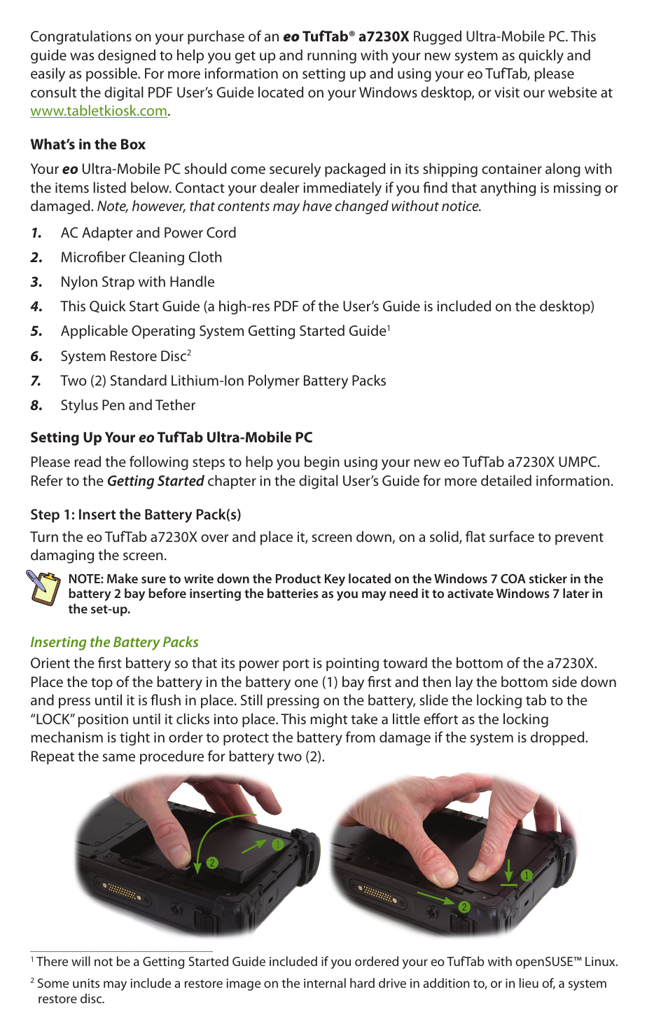 TabletKiosk eo TufTab a7230X User Manual | Page 2 / 8