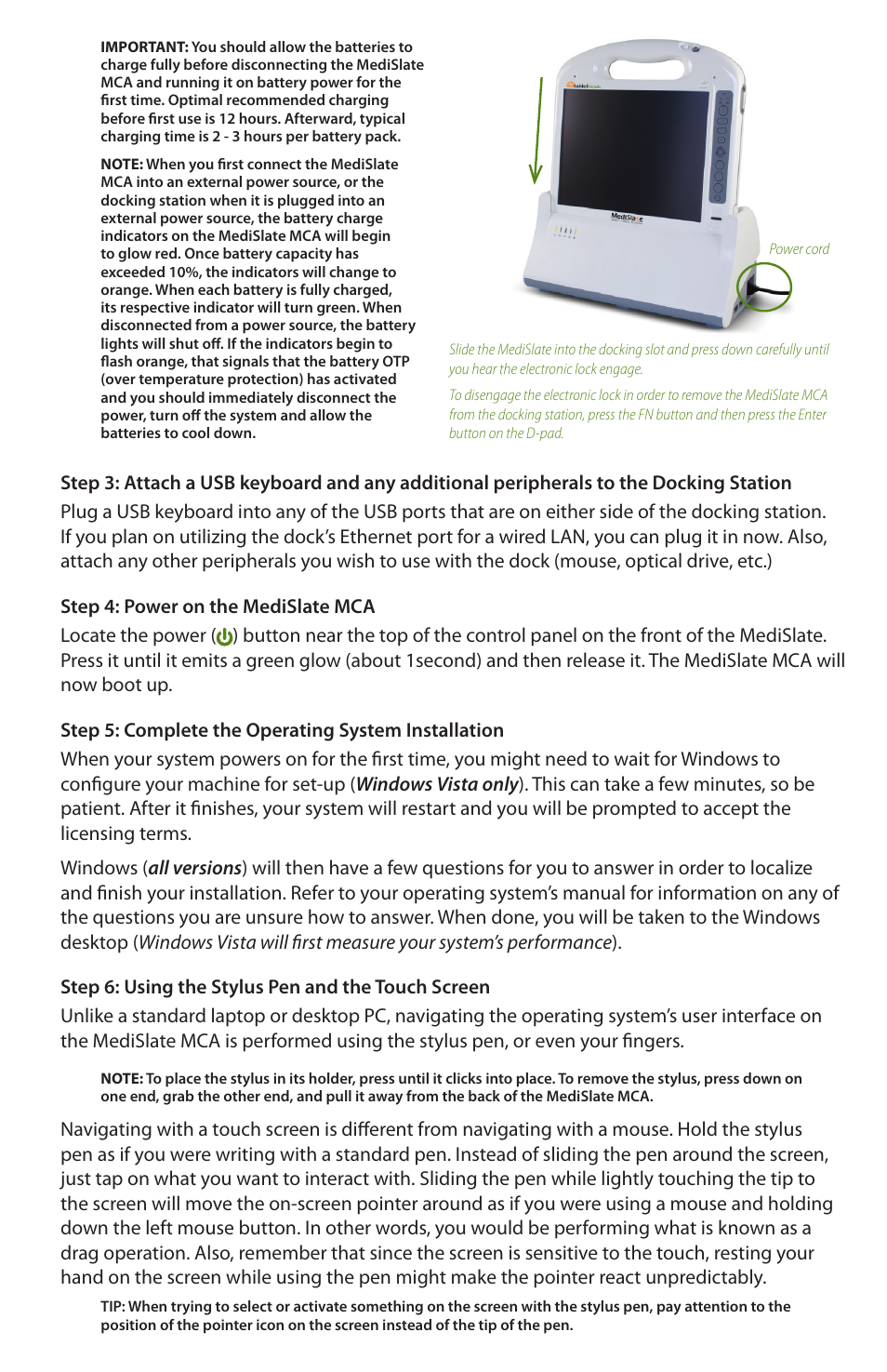 TabletKiosk MediSlate MCA i1040XT User Manual | Page 3 / 8
